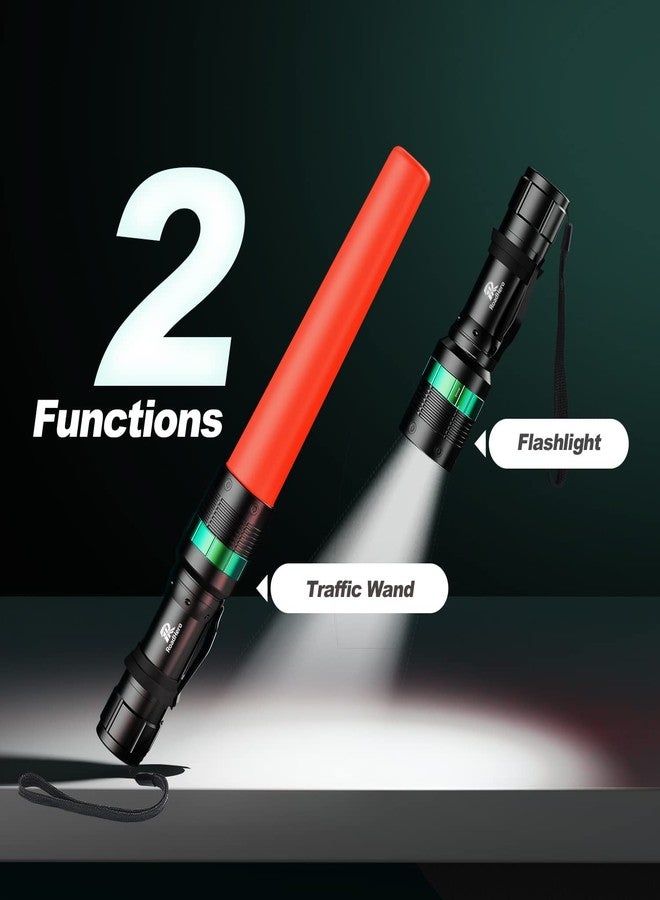 RoadHero 2 Pack Traffic Wand,11 Inch Flashlight Led Traffic Control Baton, Small Orange Safety Wands, Air Marshaling Wand with 5 Flashing Modes, Night Signal Light for Airport, Parking Directing - Image 2
